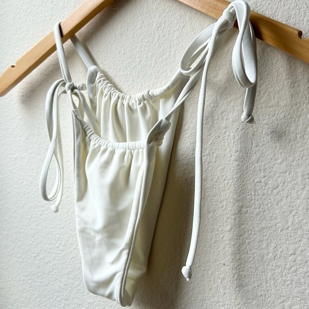NWT DEVON WINDSOR White Hannah Tie Bikini Bottoms Sz L
